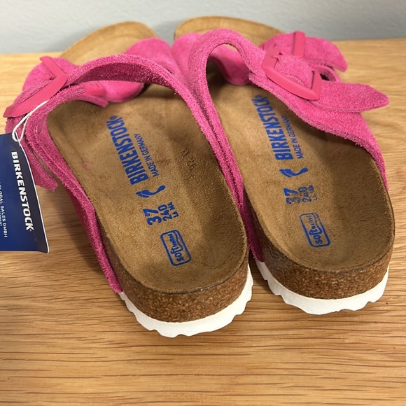 Birkenstock New Women's Arizona SF Sandal Fuchsia Tulip Suede 37 240 L 6 M 6 - Picture 4 of 10